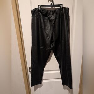 Black Faux Leather Pants-light Cheetah Print